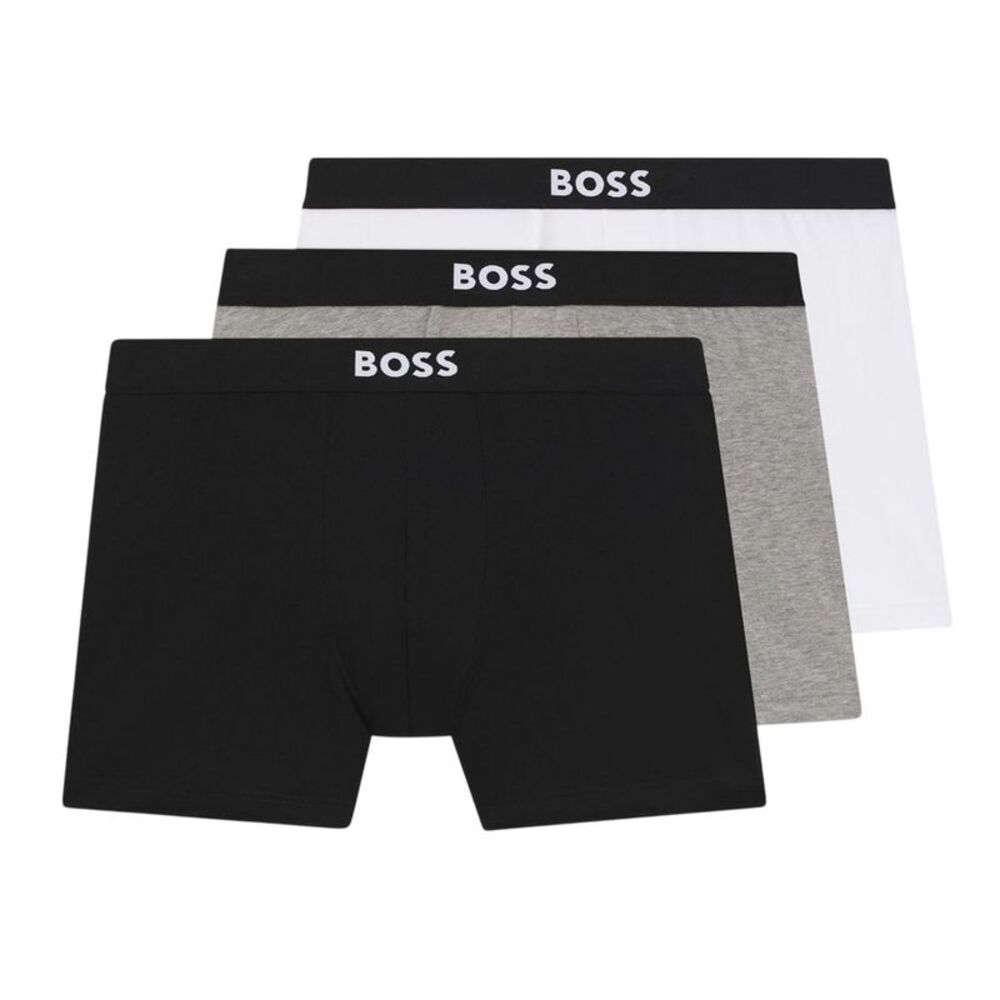 Boss Mens Polycotton Boxer Briefs (Pack of 3) / Black/White/Gray